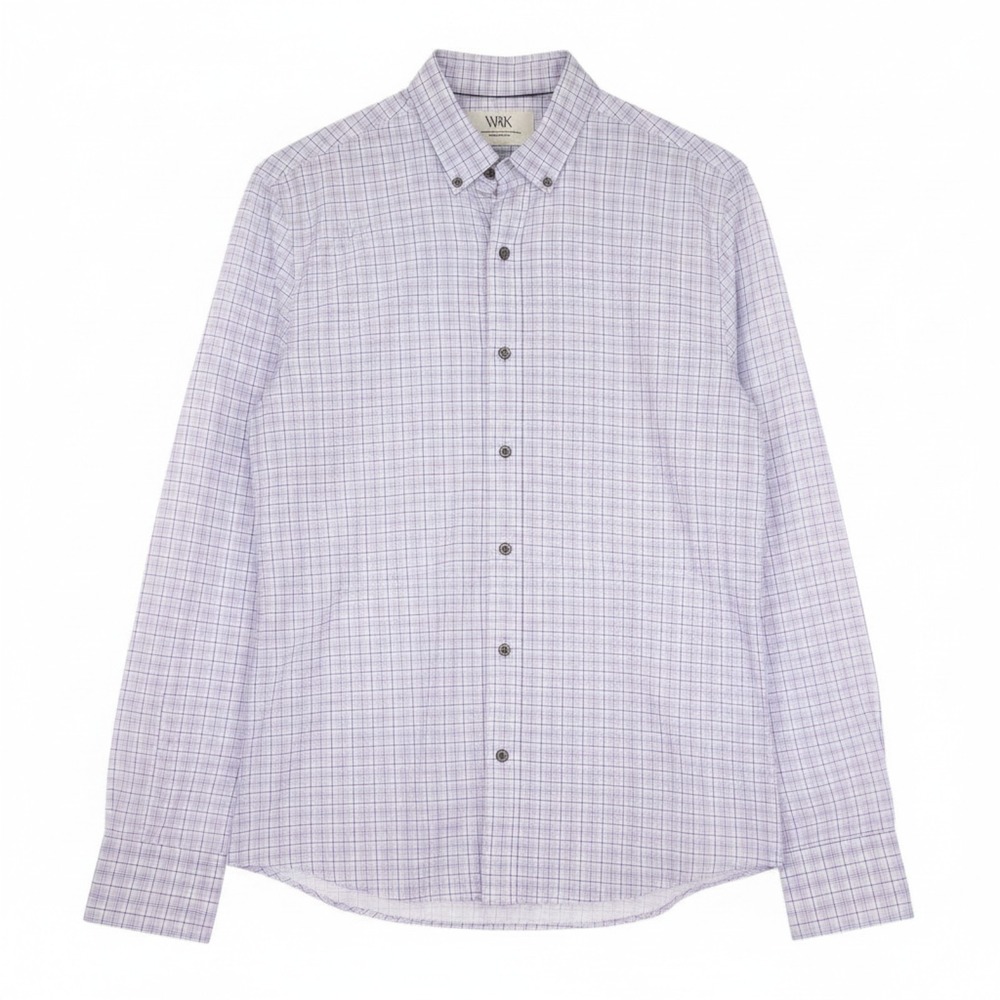 W.R.K The Reworked Shirt Mens M Blue White Plaid Button Down Long Sleeve Cotton